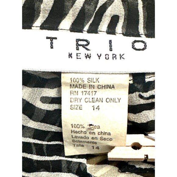 Trio New York Size 14 Sheer Zebra Print Vintage Silk Dress Resort Wear Cover Up - Picture 9 of 9